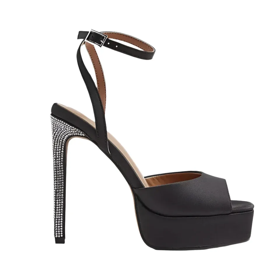 River Island Black Heeled Platform Shoes Size UK 7 / EU 40 / US 9