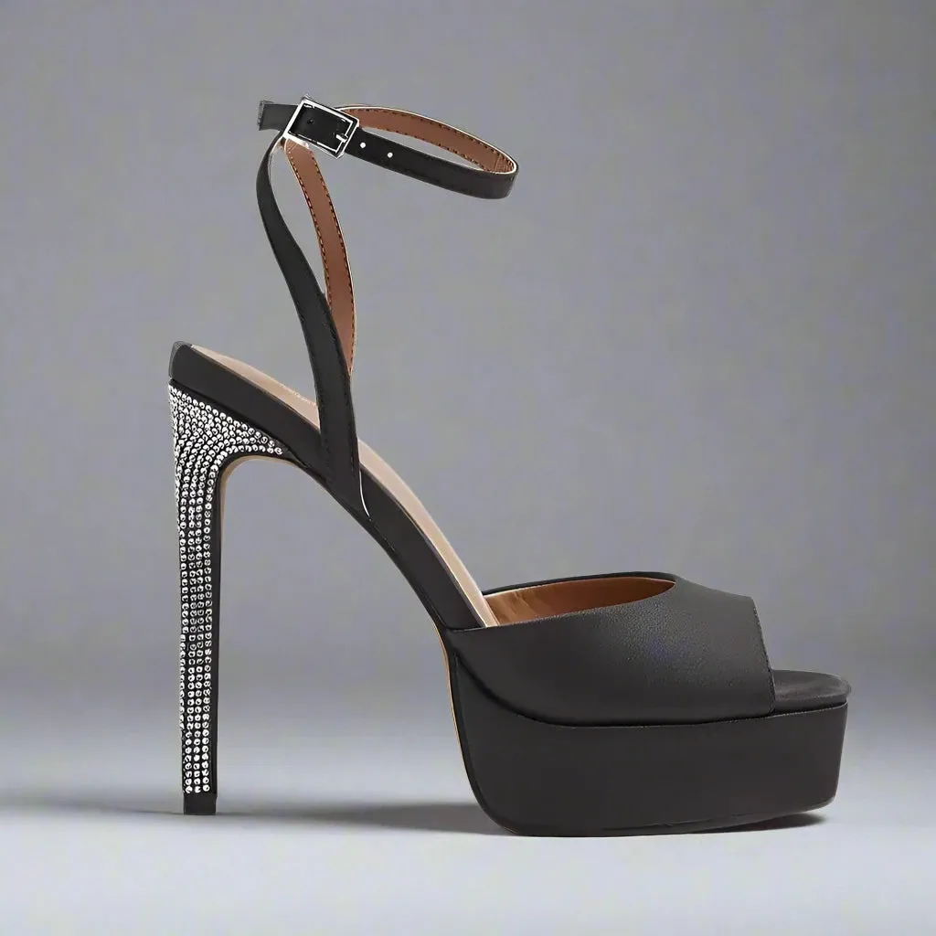 River Island Black Heeled Platform Shoes Size UK 7 / EU 40 / US 9