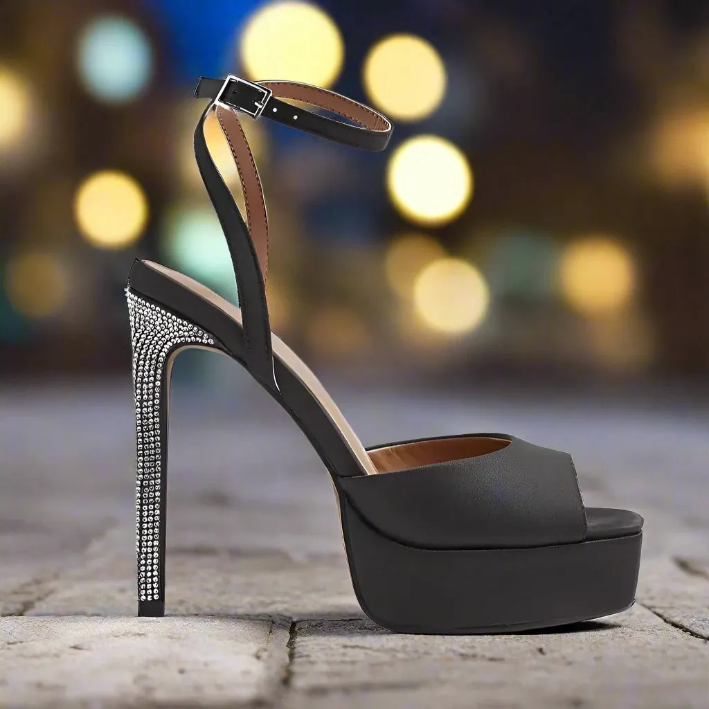 River Island Black Heeled Platform Shoes Size UK 7 / EU 40 / US 9