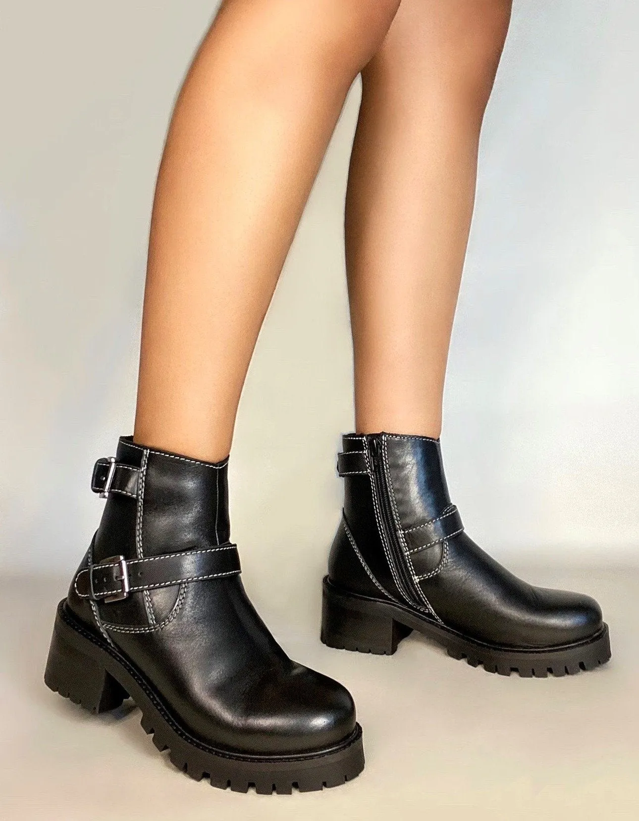RS: Terminator Black Platform Block Heel Bootie