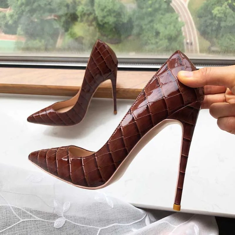 Sophisticated Crocodile Inspired High Heel Stiletto Shoes