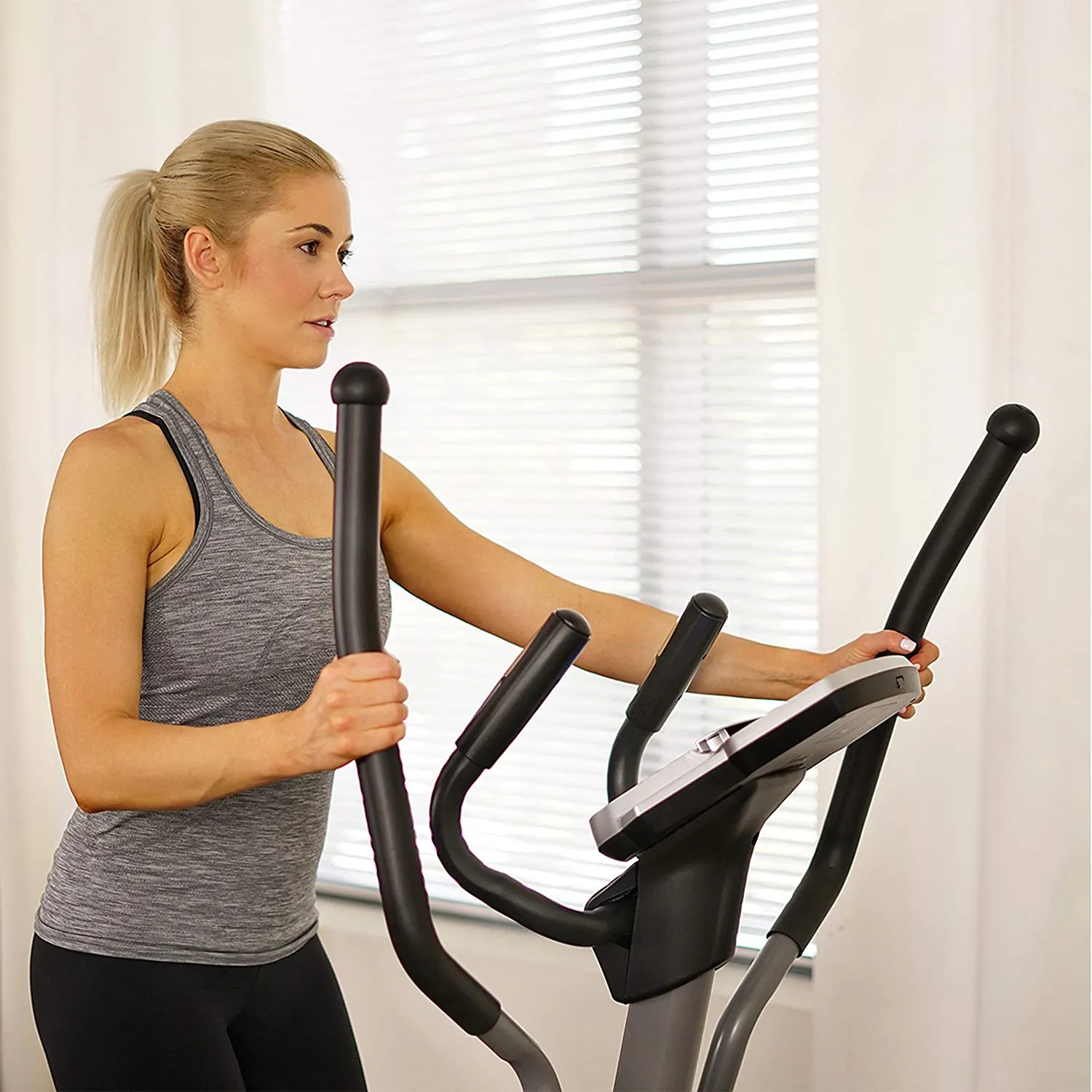Sunny Health & Fitness Advanced Programmed Elliptical Machine Trainer with Electromagnetic Resistance