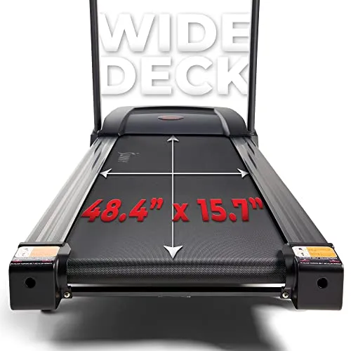 Sunny Health & Fitness Premium Folding Incline Treadmill with Pulse Sensors, One-Touch Speed Buttons, Shock Absorption, Optional Bluetooth with Exclusive SunnyFit App