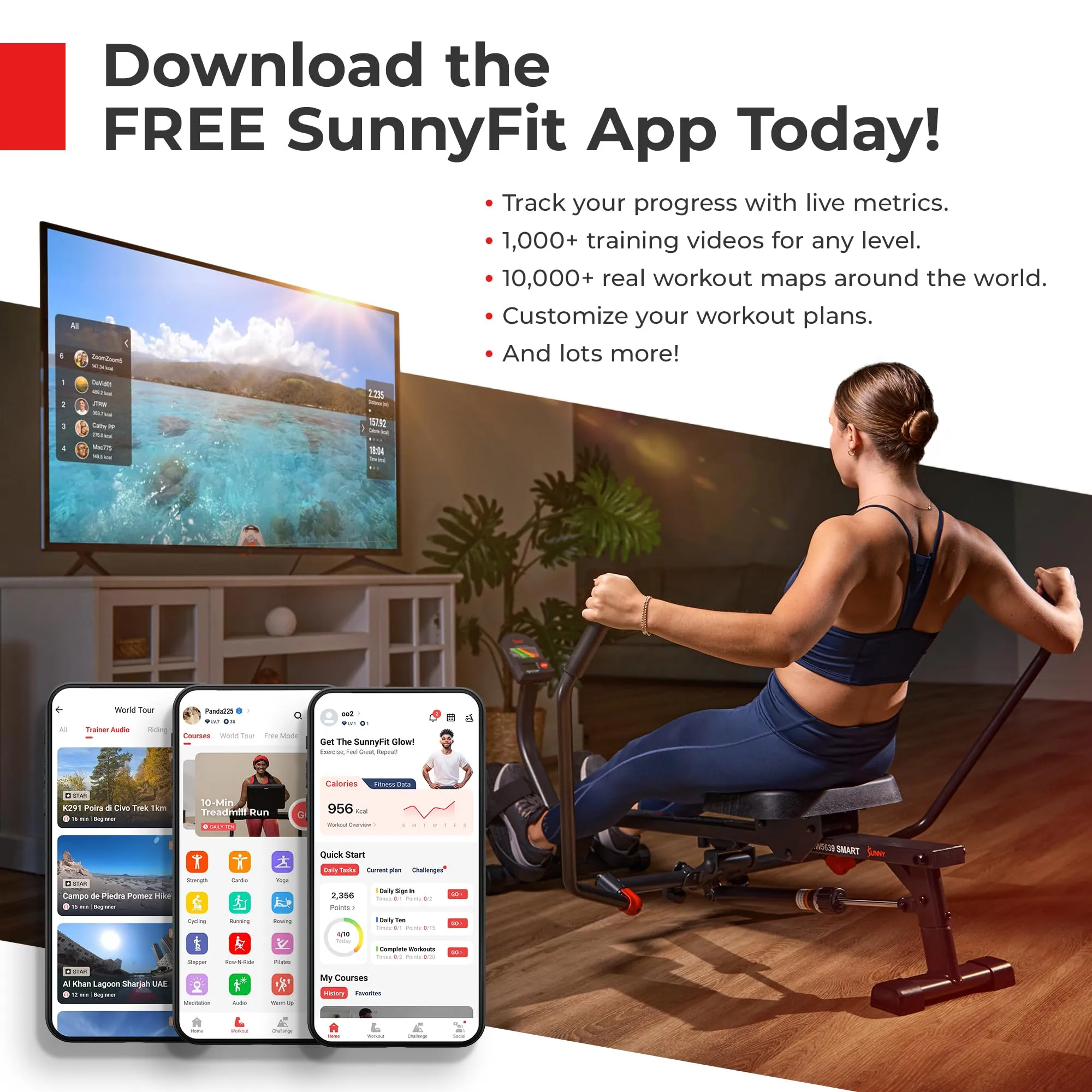 Sunny Health Folding Incline Treadmill with Bluetooth