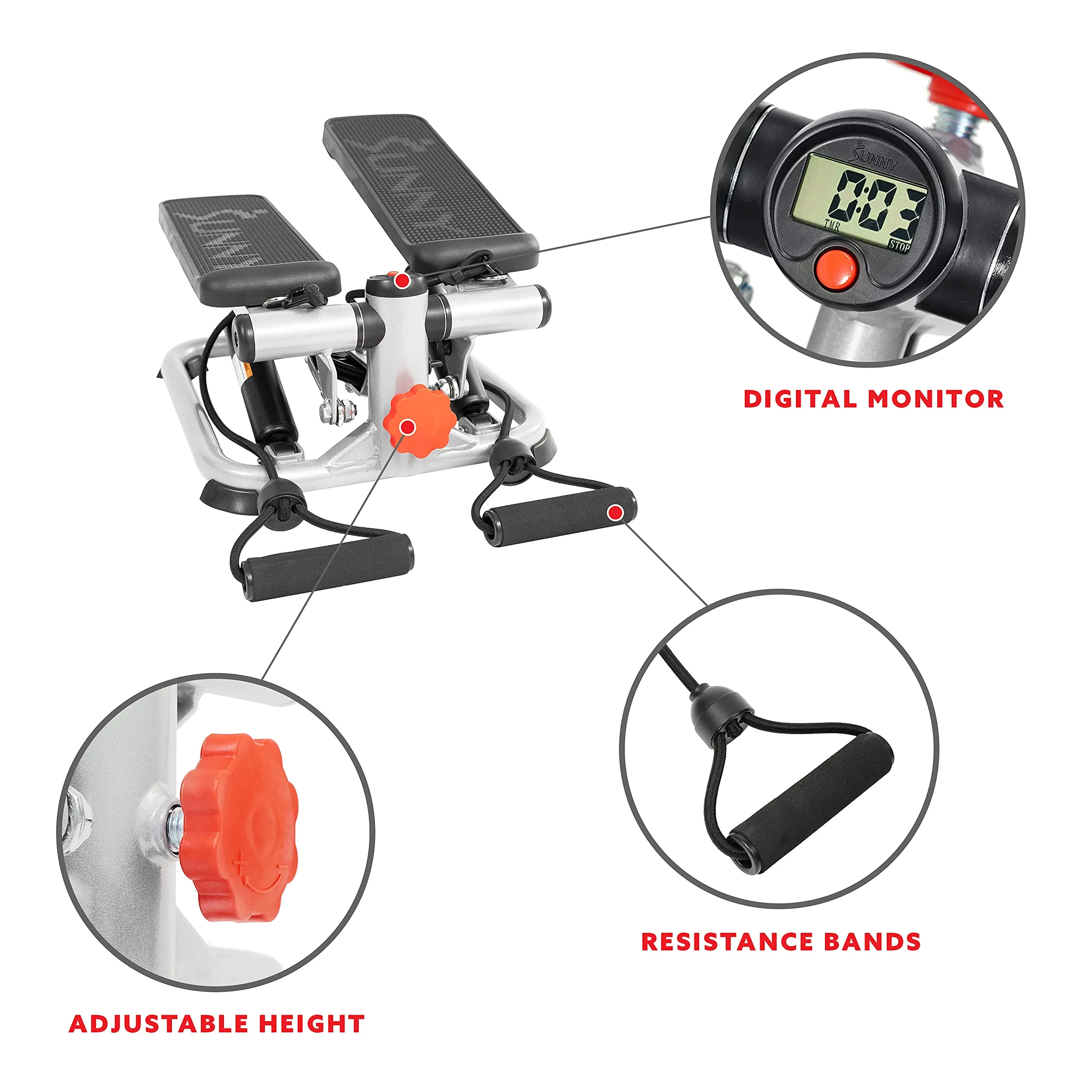 Sunny Health Mini Stair Stepper with Bands
