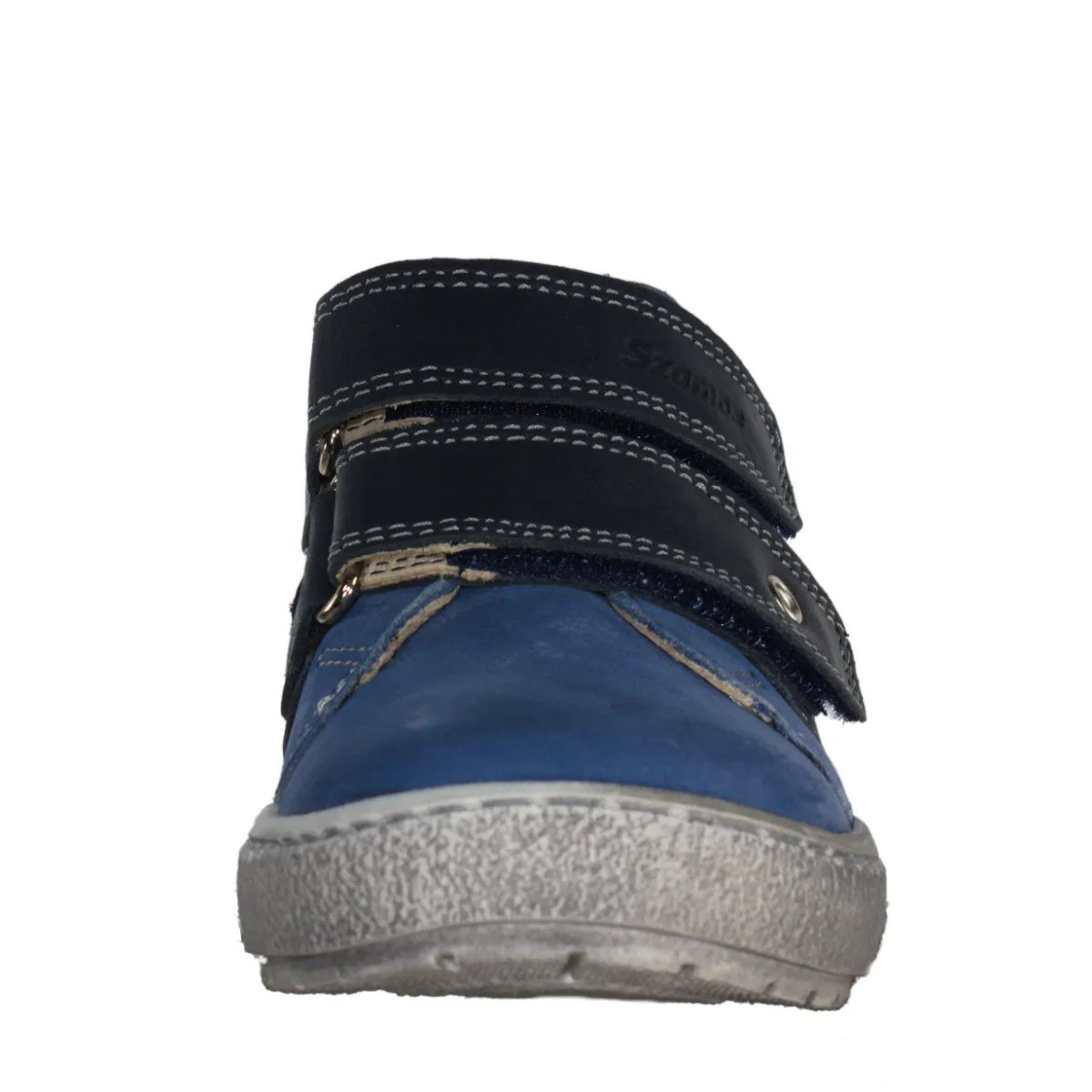 Szamos kid boy sneakers light blue with navy blue velcro straps toddler/little kid/big kid size