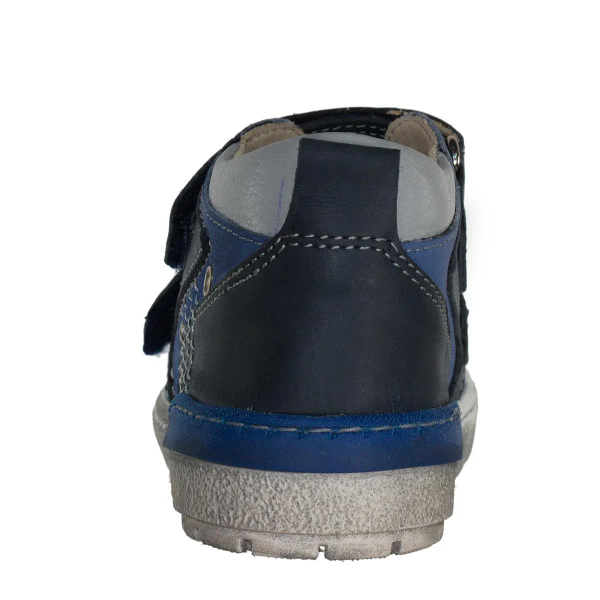 Szamos kid boy sneakers light blue with navy blue velcro straps toddler/little kid/big kid size