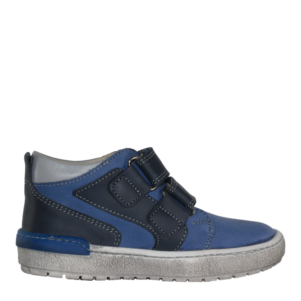 Szamos kid boy sneakers light blue with navy blue velcro straps toddler/little kid/big kid size