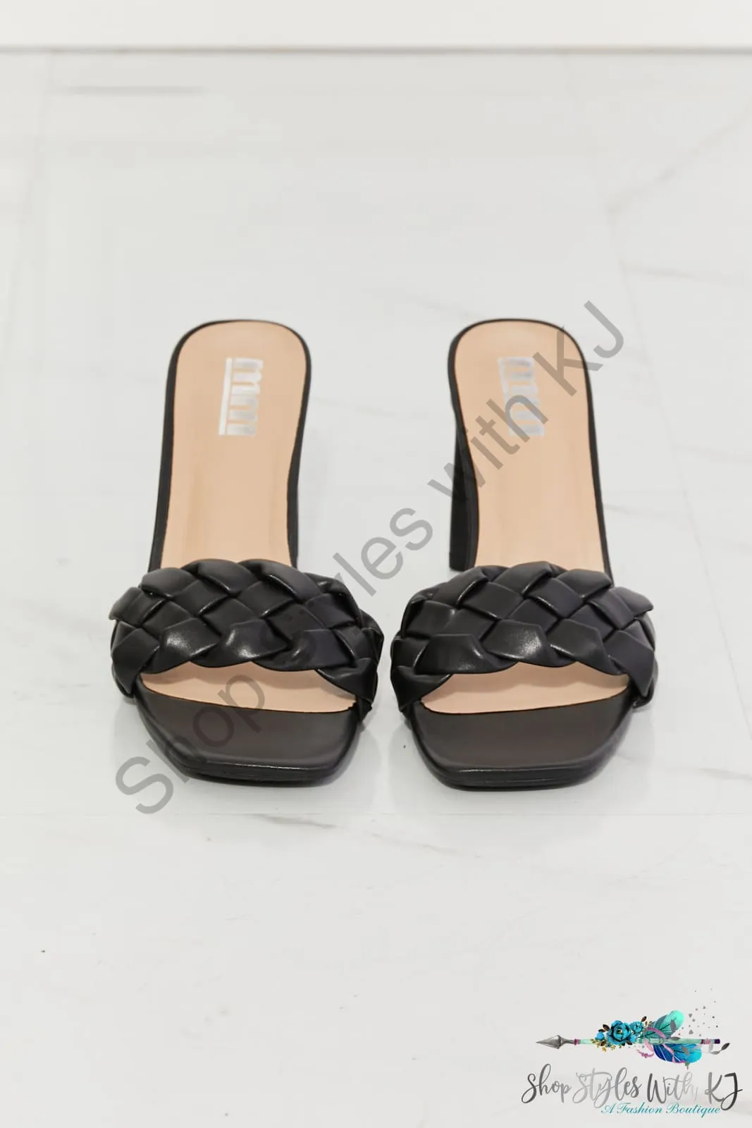 Top of the World Braided Block Heel Sandals in Black