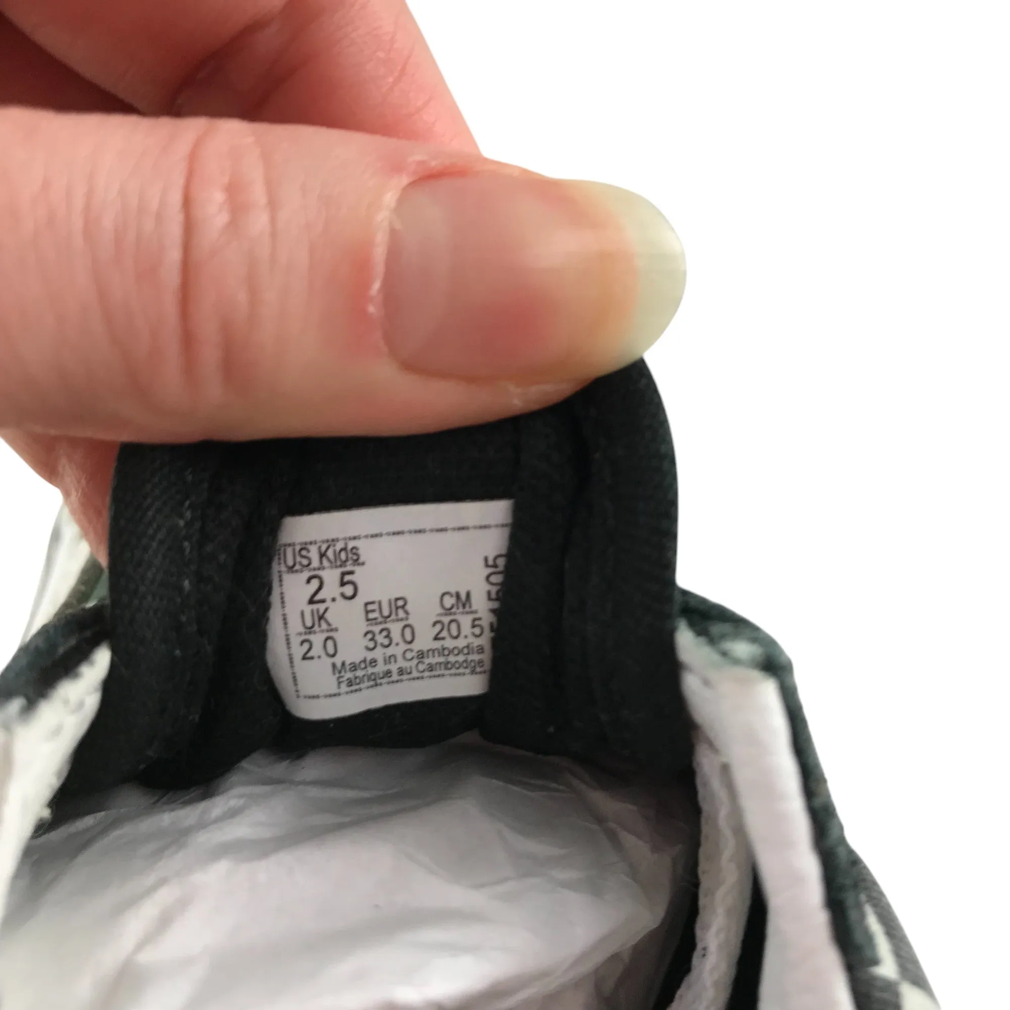 Vans Trainers Shoe Size 2 Black and White Checked With Fruit Graphics