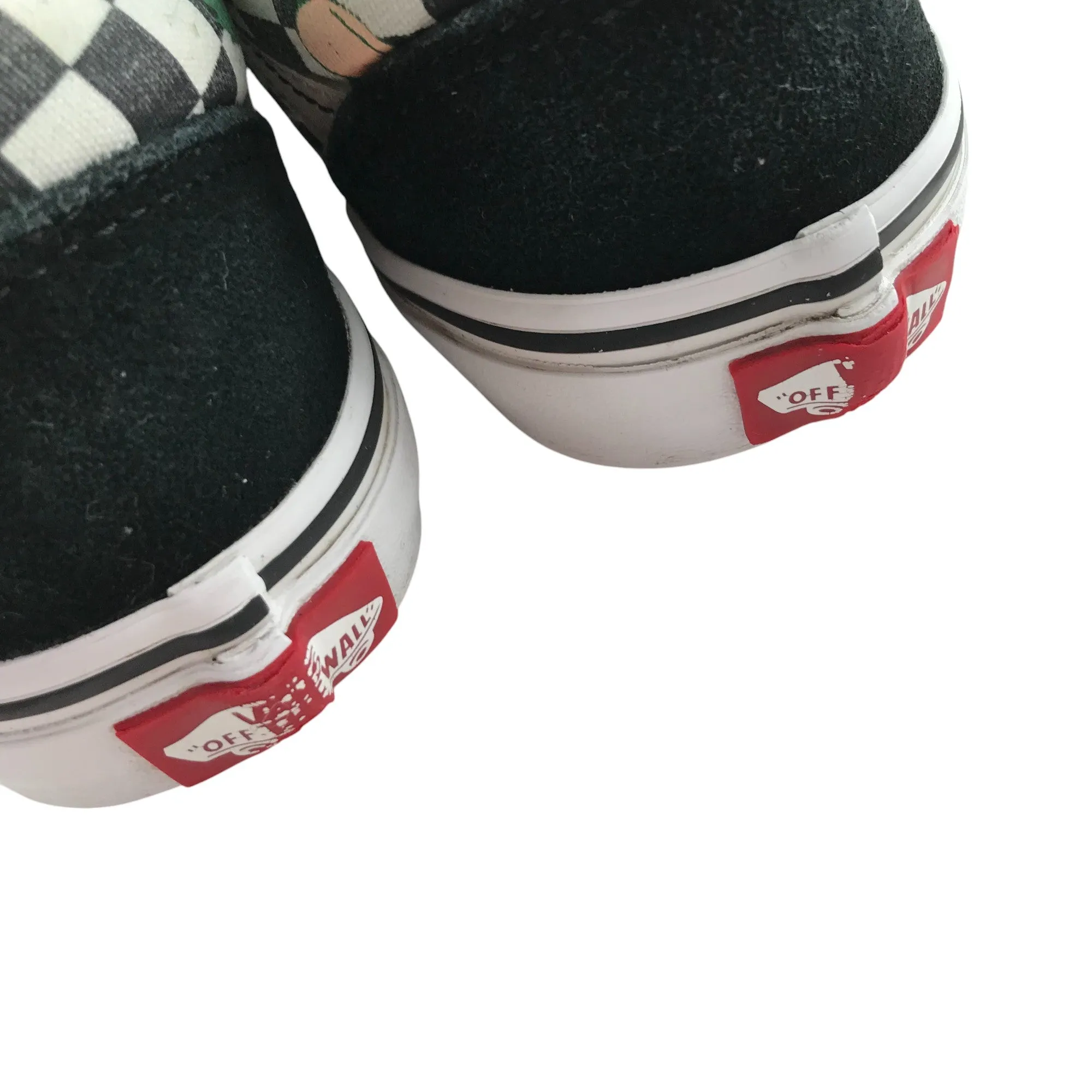 Vans Trainers Shoe Size 2 Black and White Checked With Fruit Graphics
