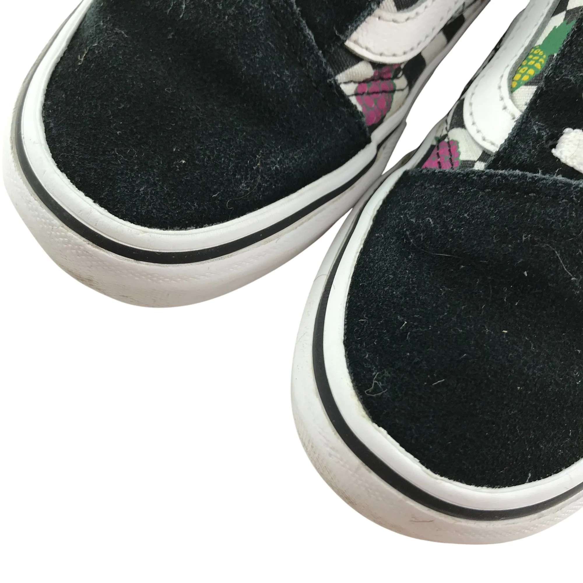 Vans Trainers Shoe Size 2 Black and White Checked With Fruit Graphics