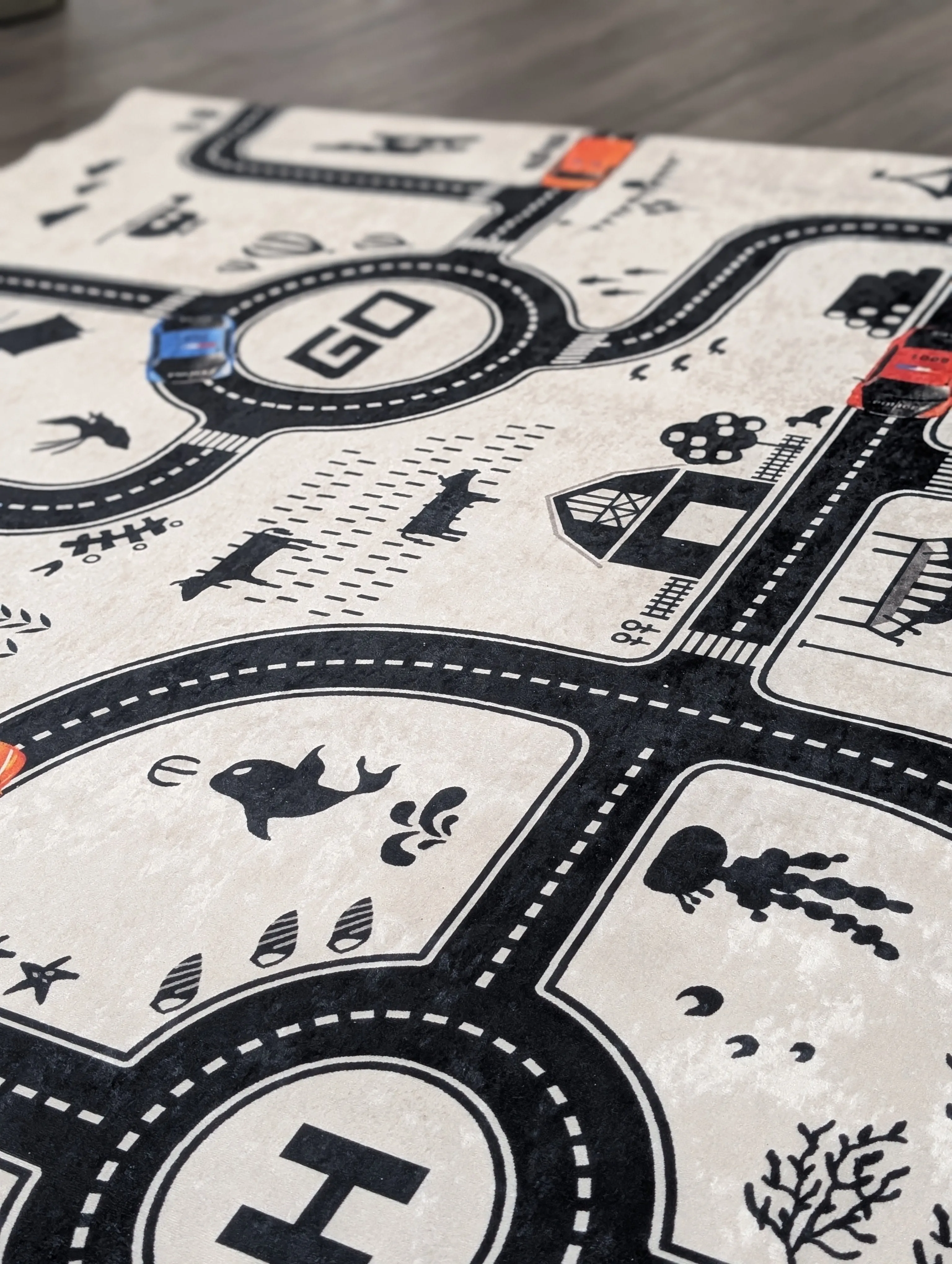 white roads city kids rug