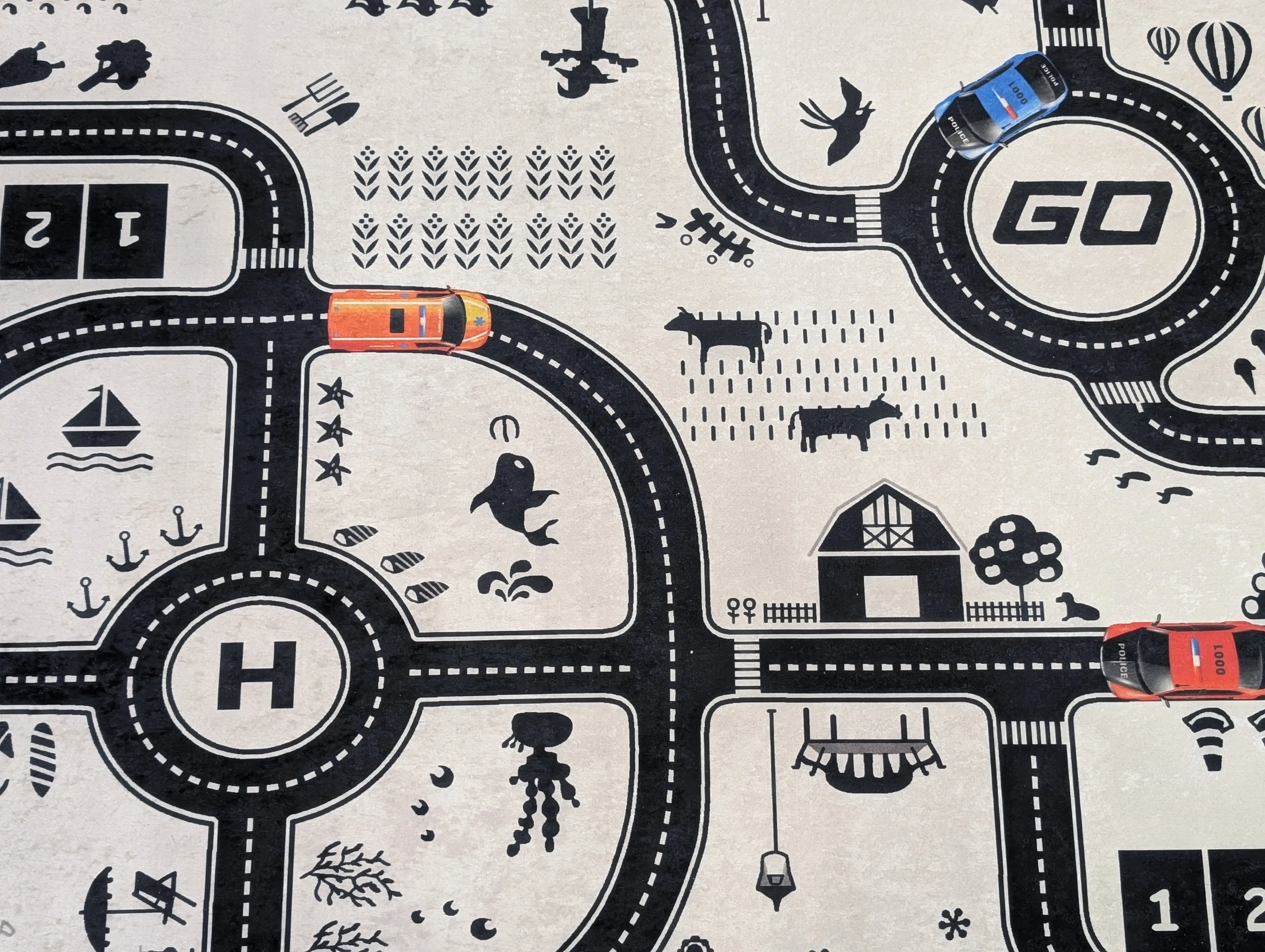 white roads city kids rug