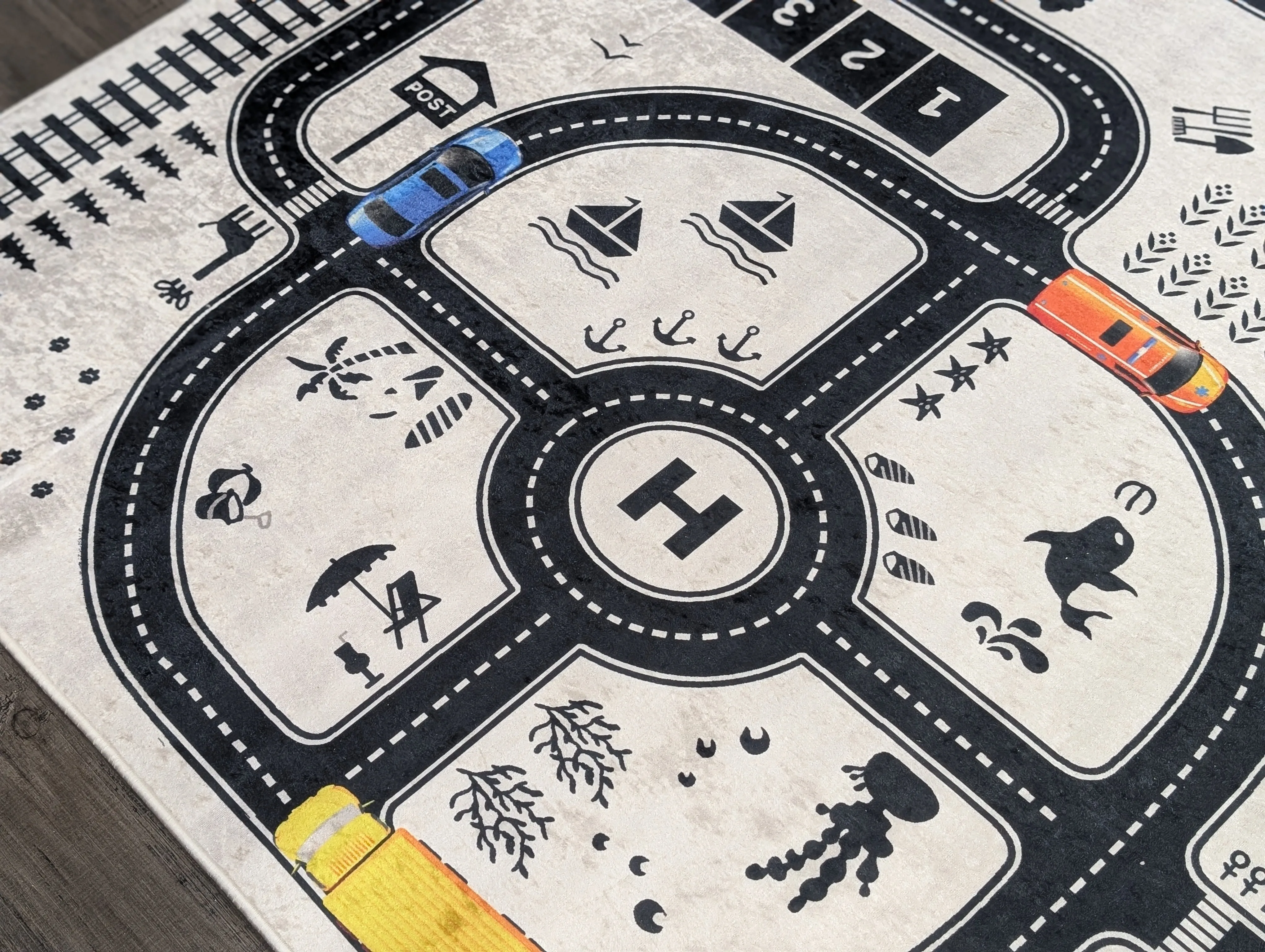 white roads city kids rug
