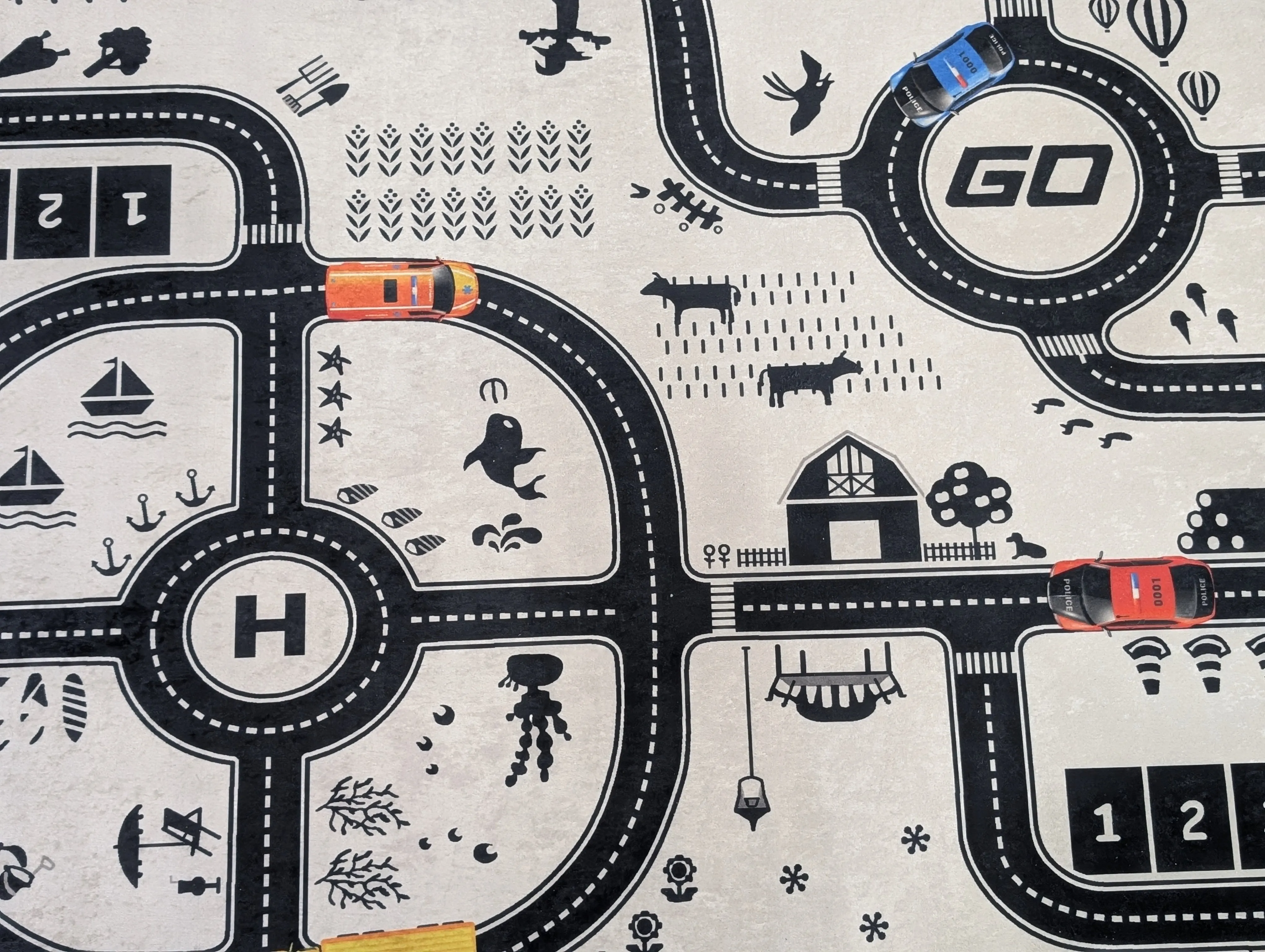 white roads city kids rug