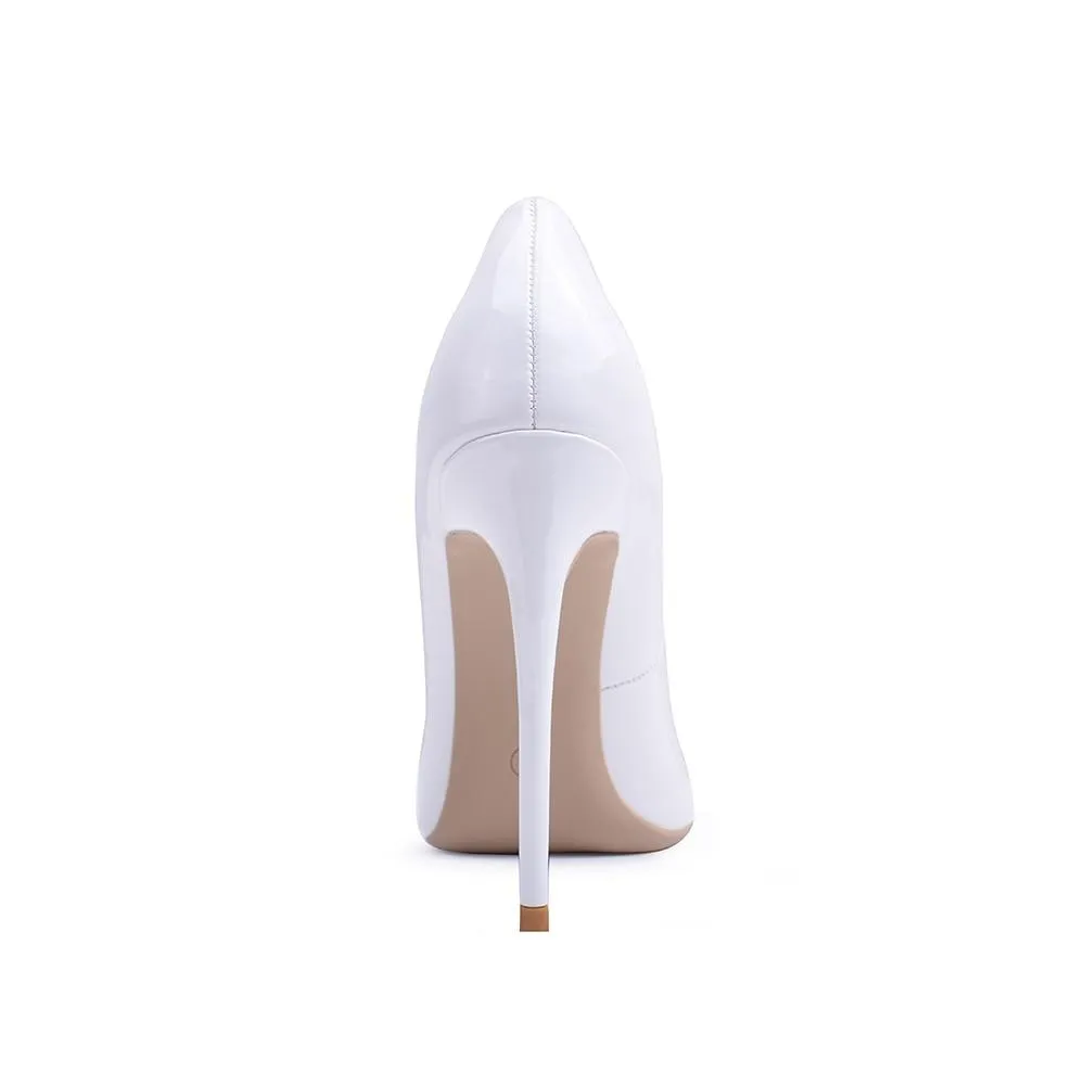 Women Pumps High Heels Shoes 10cm White Shoes for Wedding Lacquer