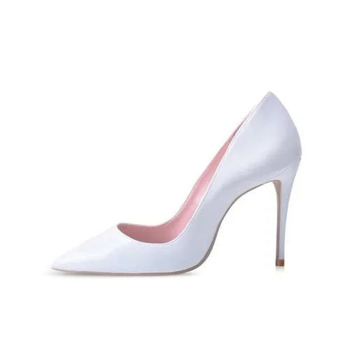 Women Pumps High Heels Shoes 10cm White Shoes for Wedding Lacquer