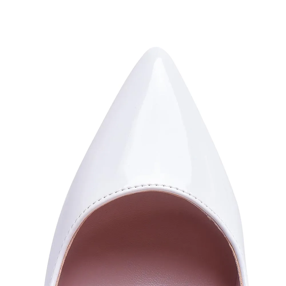 Women Pumps High Heels Shoes 10cm White Shoes for Wedding Lacquer