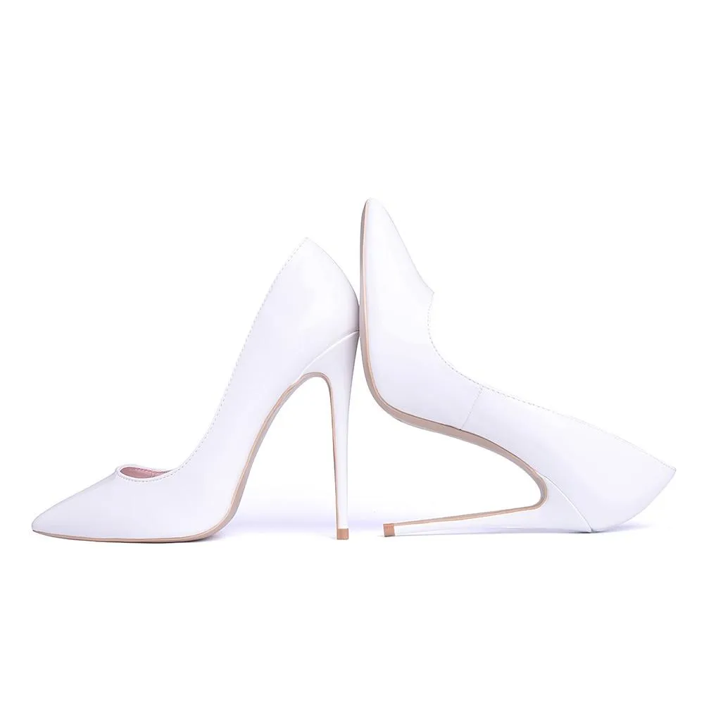 Women Pumps High Heels Shoes 10cm White Shoes for Wedding Lacquer