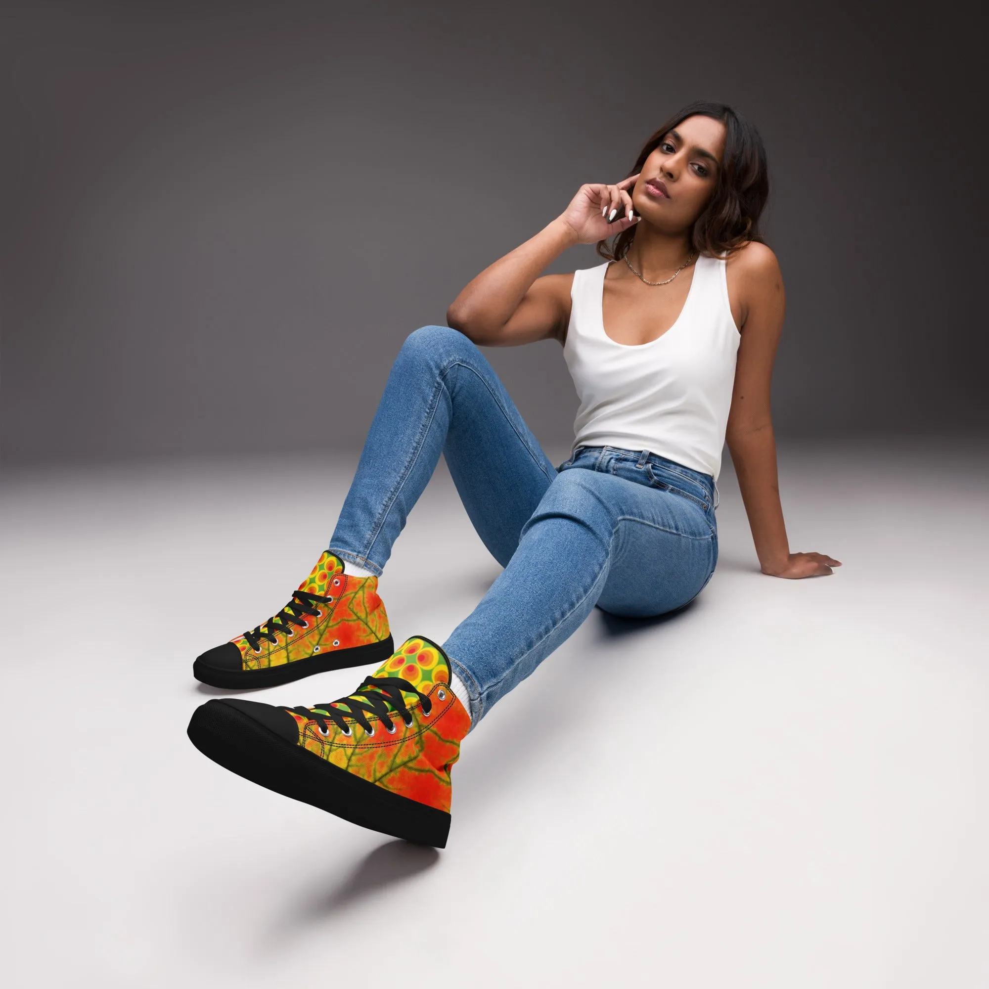 Women’s colorful high top canvas shoes - Golden Conure