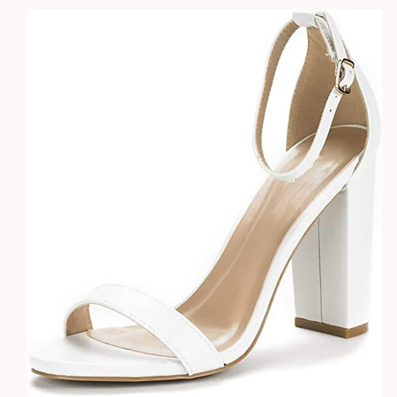 Women’s Suede High Block Heels with Ankle Strap