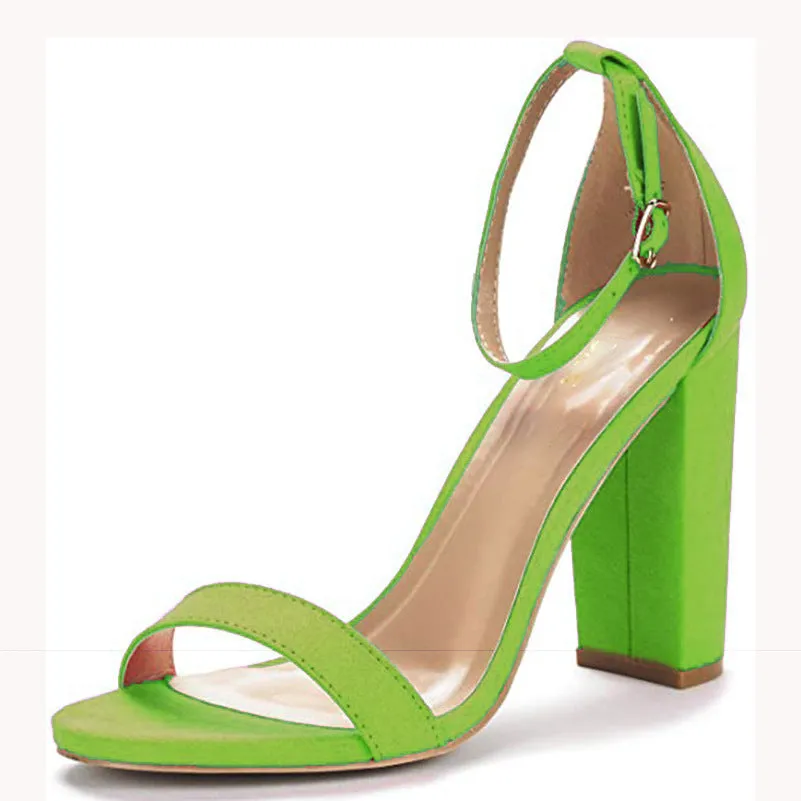 Women’s Suede High Block Heels with Ankle Strap