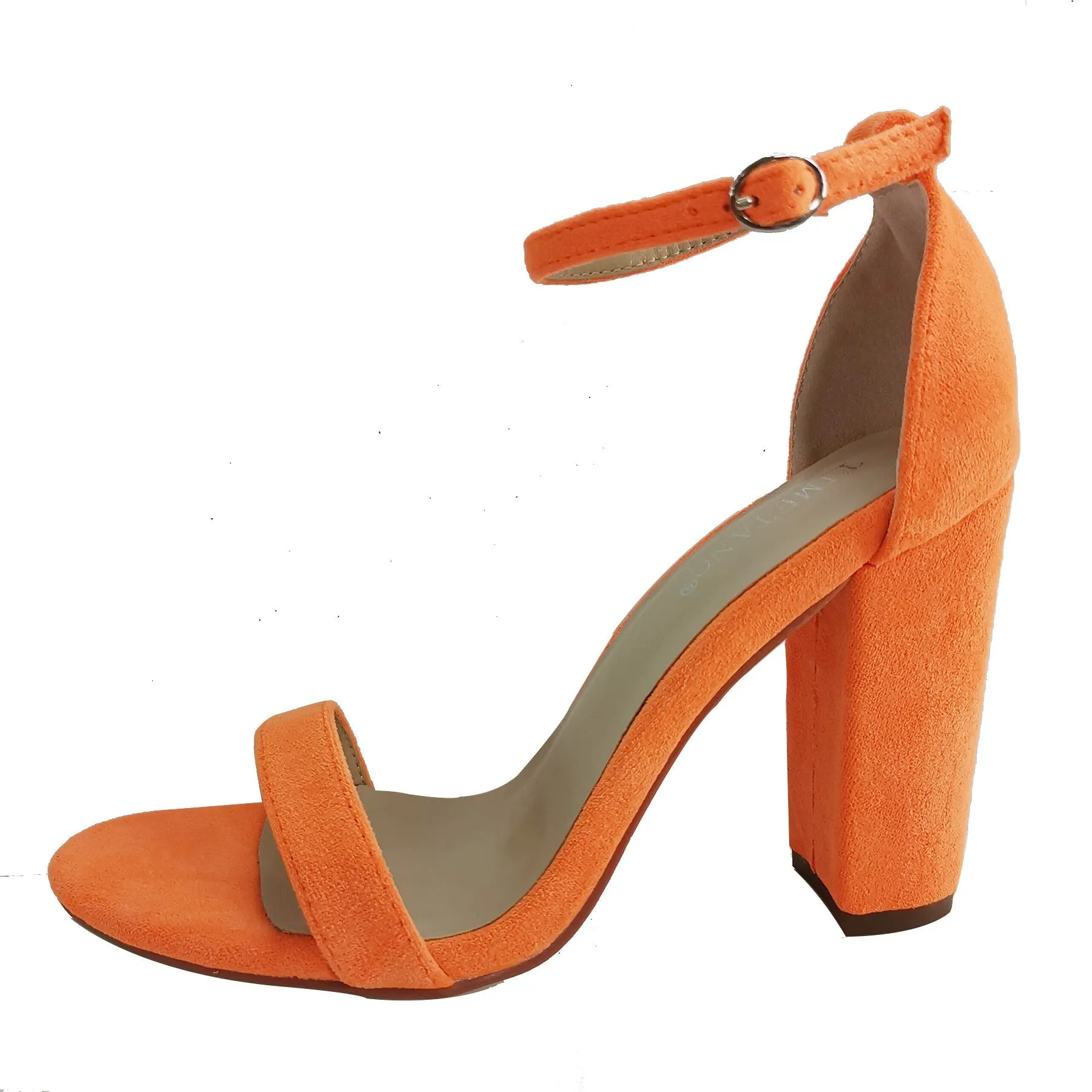 Women’s Suede High Block Heels with Ankle Strap