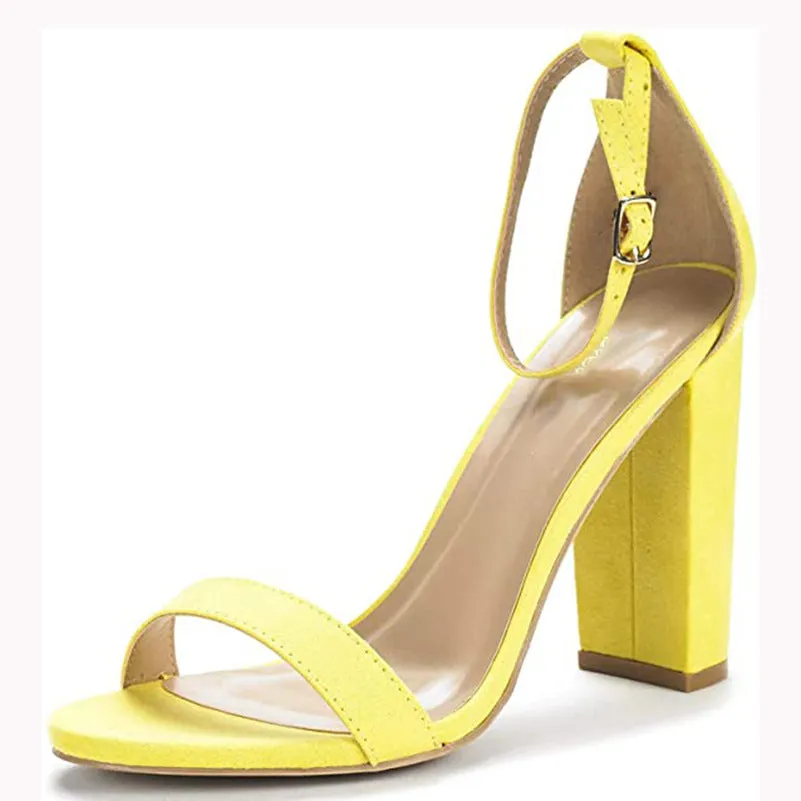 Women’s Suede High Block Heels with Ankle Strap
