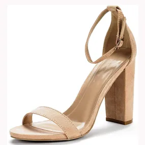 Women’s Suede High Block Heels with Ankle Strap