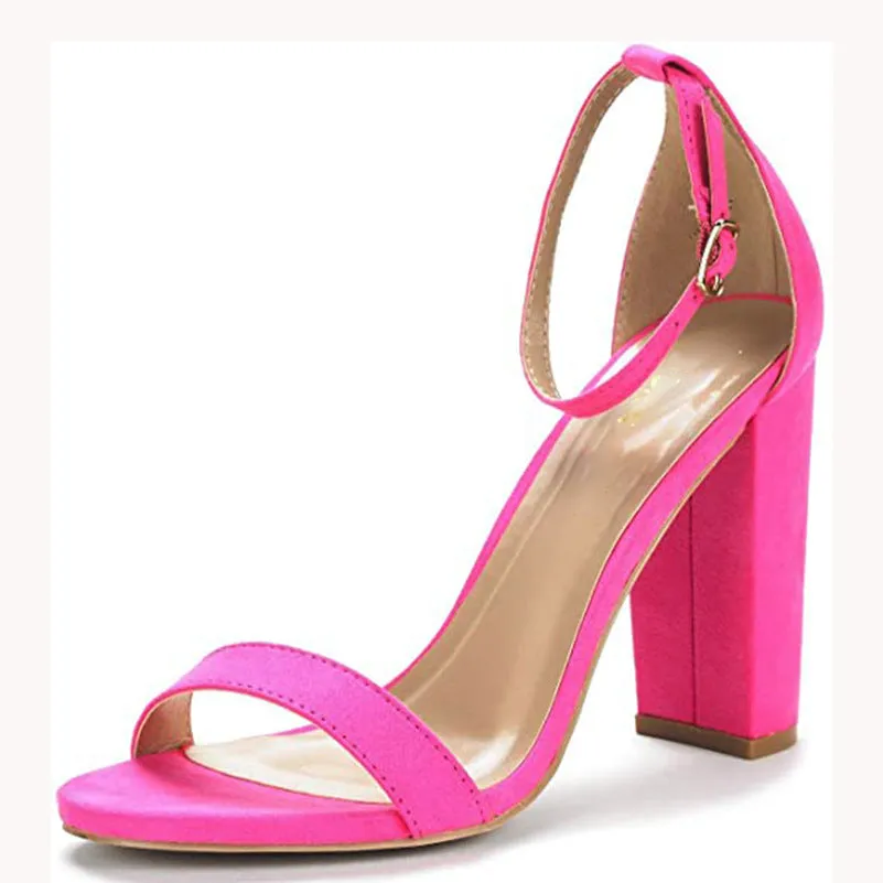 Women’s Suede High Block Heels with Ankle Strap